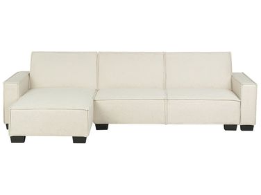 Eckschlafsofa 3-Sitzer ROMEDAL Stoff Beige rechtsseitig