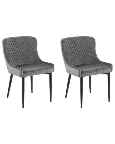 Esszimmerstuhl 2er Set SOLANO Samtstoff Grau