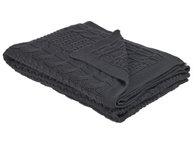 Blanket FETHIYE Cotton 140 x 170 cm Dark Grey