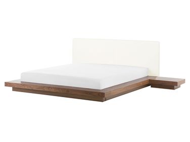 Waterbed Faux Leather ZEN 160 x 200 cm (EU King Size) Brown Ash Wood