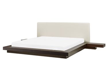 Waterbed Faux Leather ZEN 160 x 200 cm (EU King Size) Dark Ash Wood