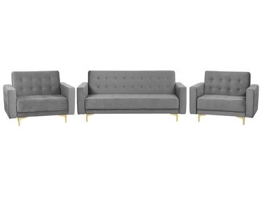 Living Room Set 5 Seater ABERDEEN Velvet Grey