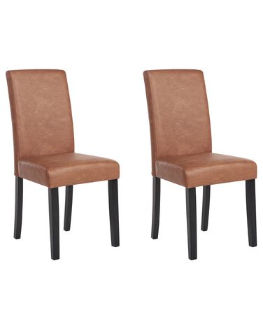Esszimmerstuhl 2er Set BROADWAY Kunstleder Goldbraun