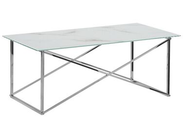 Couchtisch EMPORIA Sicherheitsglas Marmor Optik / Silber