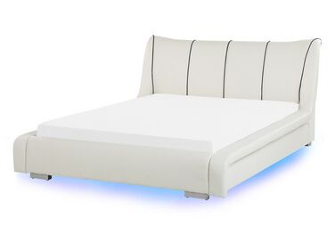 Waterbed with LED Leather NANTES 140 x 200 cm (EU Double) Off-White
