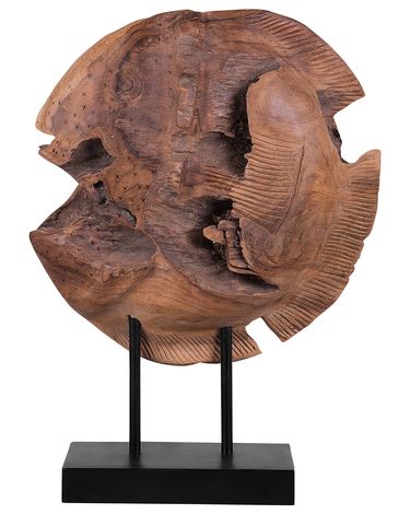 Dekofigur Fisch PLAICE FISH Teakholz Braun