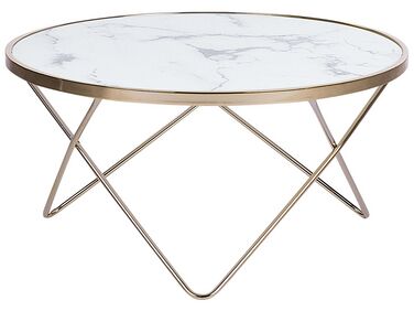 Couchtisch MERIDIAN Sicherheitsglas Marmor Optik / Gold
