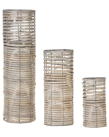 Kerzenständer 3er Set ROVARE Pappelholz 60/39/25 cm Grau