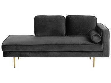 Rechtsseitige Chaiselongue MIRAMAS Samtstoff Schwarz