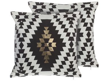 Dekokissen 2er Set COLEUS Baumwolle 45 x 45 cm Schwarz Geometrisches Muster