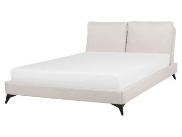 Bed Chenille MELLE 160 x 200 cm (EU King Size) Light Beige
