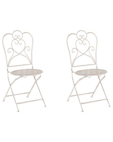 Gartenstuhl 2er Set TRIESTE klappbar Metall Hellbeige