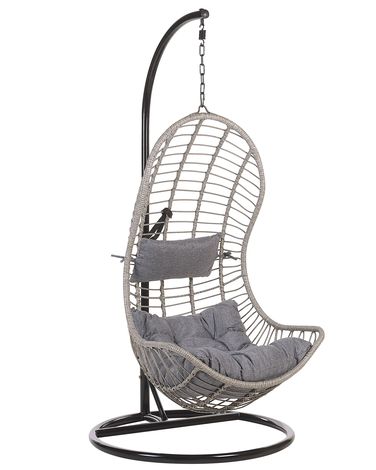 Hängesessel mit Gestell PINETO Polyrattan Grau