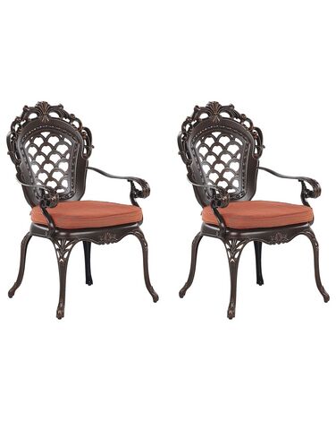 Set mit 2 Stühlen und Sitzkissen LIZZANO Metall Dunkelbraun