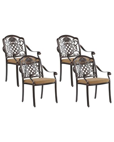 Set mit 4 Stühlen und Sitzkissen SALENTO Metall Dunkelbraun