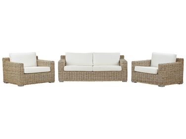 Garden Sofa Set 4 Seater ARDEA Light Brown Rattan