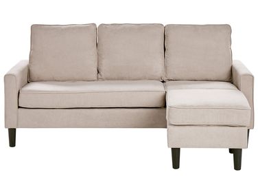 Sofa 3-Sitzer AVESTA Stoff Beige mit Ottomane