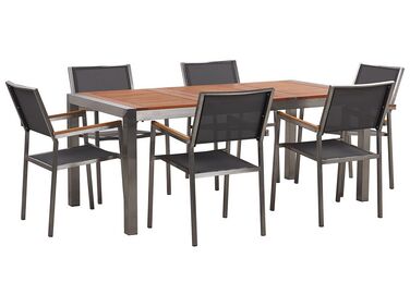 Garden Dining Set 6 Seater GROSSETO Brown/ Grey Eucalyptus Wood