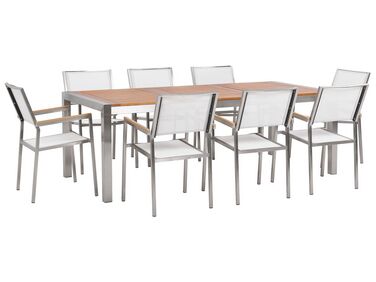 Garden Dining Set 8 Seater GROSSETO Brown/ White Eucalyptus Wood