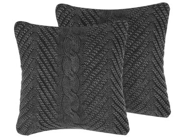 Dekokissen 2er Set KONNI Baumwolle 45 x 45 cm Grau ZickZack-Muster