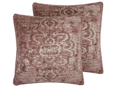 Dekokissen 2er Set VAKAYAR Baumwolle 45 x 45 cm Rosa Blumenmuster