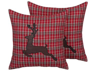 Dekokissen 2er Set COMET 45 x 45 cm Dunkelrot Weihnachtsmotiv