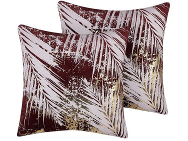 Dekokissen 2er Set CALLA Samtstoff 45 x 45 cm Rot Pflanzenmuster