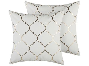 Dekokissen 2er Set ALYSSUM Baumwolle 45 x 45 cm Weiß Marokkanisches Muster