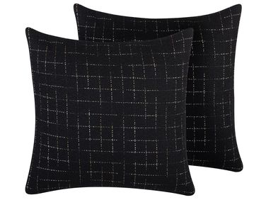 Dekokissen 2er Set BELLFLOWER 45 x 45 cm Schwarz Geometrisches Muster