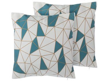 Dekokissen 2er Set CLARKIA Baumwolle 45 x 45 cm Blau Geometrisches Muster