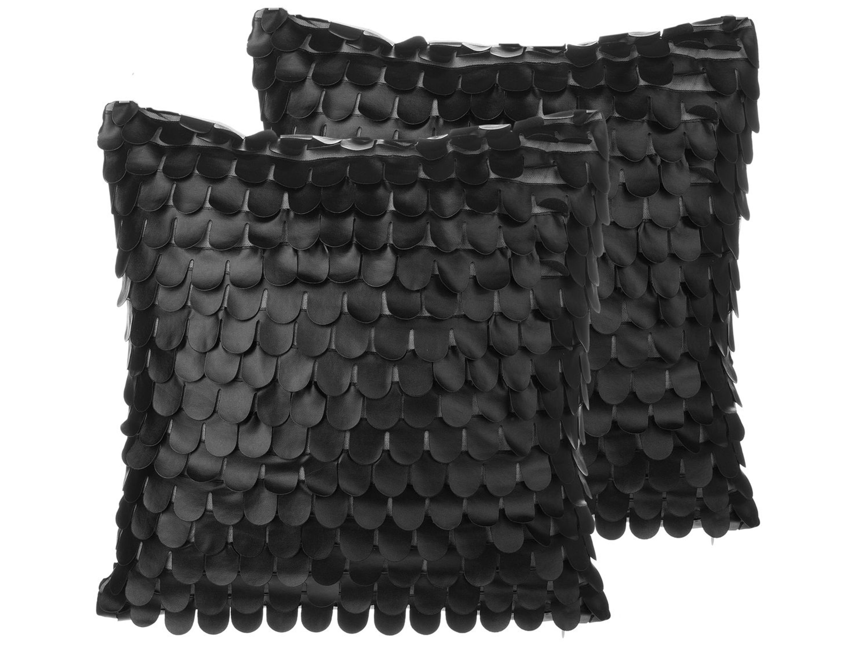 Dekokissen 2er Set LOBELIA Kunstleder 45 x 45 cm Schwarz Ohne Muster