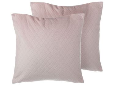 Dekokissen 2er Set PASQUE Samtstoff 45 x 45 cm Rosa Ohne Muster
