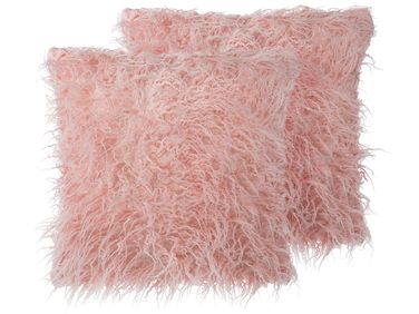 Dekokissen 2er Set DAISY Webpelz 45 x 45 cm Rosa Ohne Muster