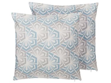 Dekokissen 2er Set PRIMROSE 45 x 45 cm Hellblau Ikates Muster