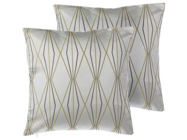 Dekokissen 2er Set FENNEL 45 x 45 cm Weiß Geometrisches Muster