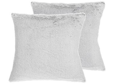 Dekokissen 2er Set CLEMATIS Webpelz 45 x 45 cm Hellgrau Ohne Muster