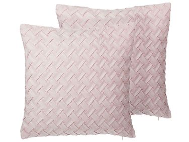 Dekokissen 2er Set TITHONIA 45 x 45 cm Rosa ZickZack-Muster