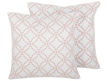 Dekokissen 2er Set VERBENA Baumwolle 45 x 45 cm Rosa Geometrisches Muster