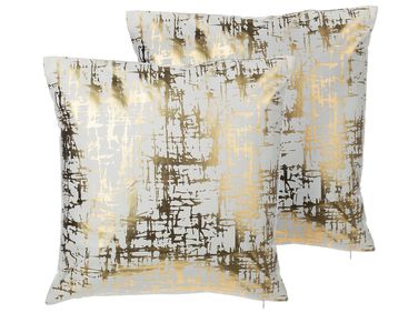 Dekokissen 2er Set GARDENIA Baumwolle 45 x 45 cm Gold Abstraktes Muster