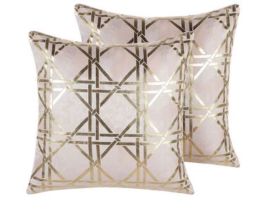 Dekokissen 2er Set CASSIA 45 x 45 cm Rosa Geometrisches Muster