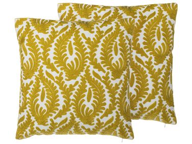 Dekokissen 2er Set PRIMULA Baumwolle 45 x 45 cm Senfgelb Ikates Muster
