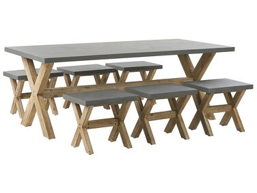 Garden Dining Set with Stools 6 Seater OLBIA Grey Concrete