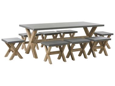 Garden Dining Set with Stools 8 Seater OLBIA Grey Concrete