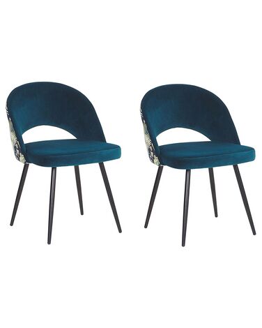 Esszimmerstuhl 2er Set VIVIAN Samtstoff Seeblau