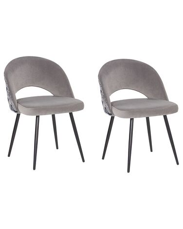 Esszimmerstuhl 2er Set VIVIAN Samtstoff Grau