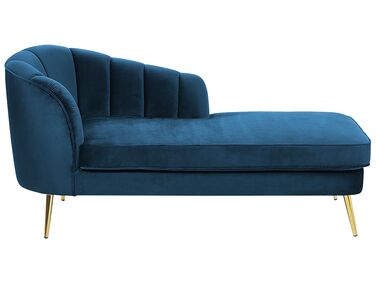 Linksseitige Chaiselongue ALLIER Samtstoff Marineblau