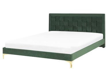 Bett mit Lattenrost Samtstoff LIMOUX 160 x 200 cm Dunkelgrün