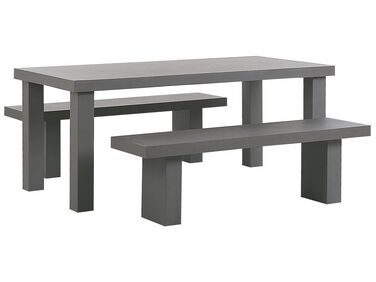 Garden Dining Set with Benches 4 Seater TARANTO Grey Concrete
