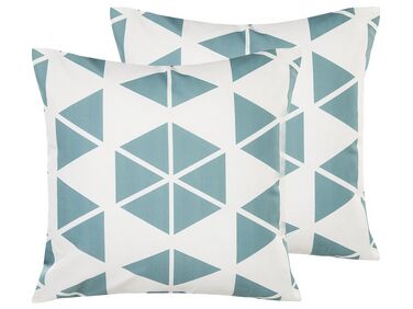 Gartenkissen 2er Set RIGOSA Geometrisches Muster 45 x 45 cm Hellblau