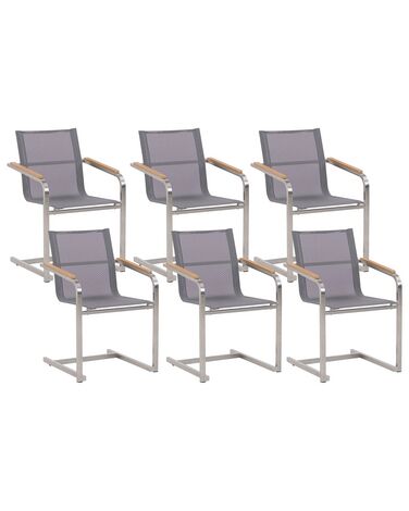 Gartenstuhl 6er Set COSOLETO Edelstahl Grau